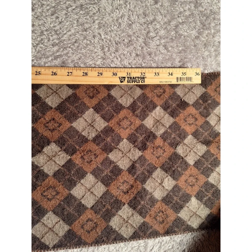 Cashmink V. Fraas Argyle Scarf Brown Tan Rust Made in Germany Tassel Fringe 67